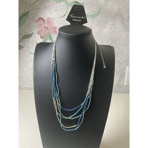 Taramanda Multistrand Necklace With Beads & Chains In Blue & Silver